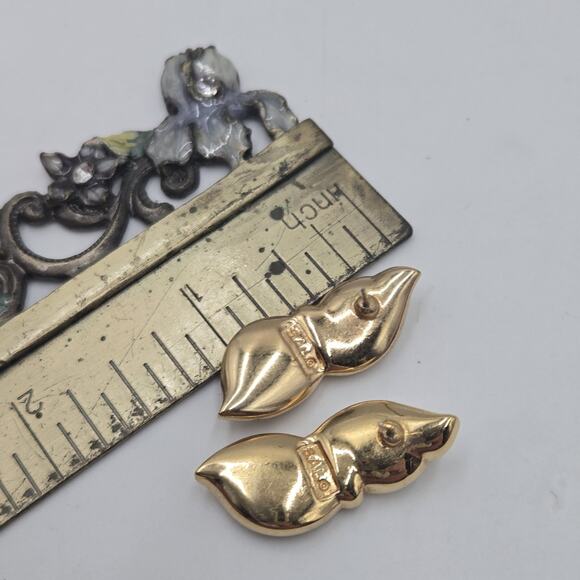 Vintage Earrings SAL Gold Tone Swarovski Pierced Chic Large Sparkling Crystals - Picture 4 of 4